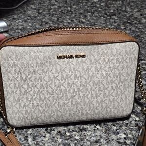 Michael Kors Brown and Cream Crossbody Bag
